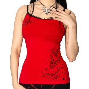 Kreepsville Red Bat Outlines Cami Tank Top Camisole Gothic S -L-XL-2XL-3XL NWT